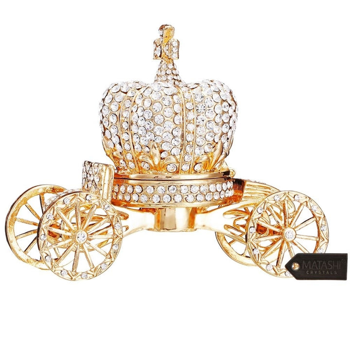 Hand Painted Royal Crown Carriage Ornament/Trinket Box Embellished with 24K Gold and fine Crystals by Matashi Image 2