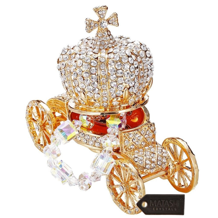 Hand Painted Royal Crown Carriage Ornament/Trinket Box Embellished with 24K Gold and fine Crystals by Matashi Image 6