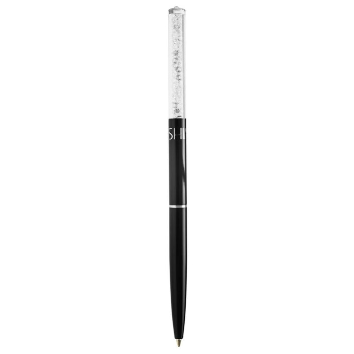 Black Chrome Plated Stylish Ballpoint Pen with a Miniature Crystalline Top by Matashi Image 1