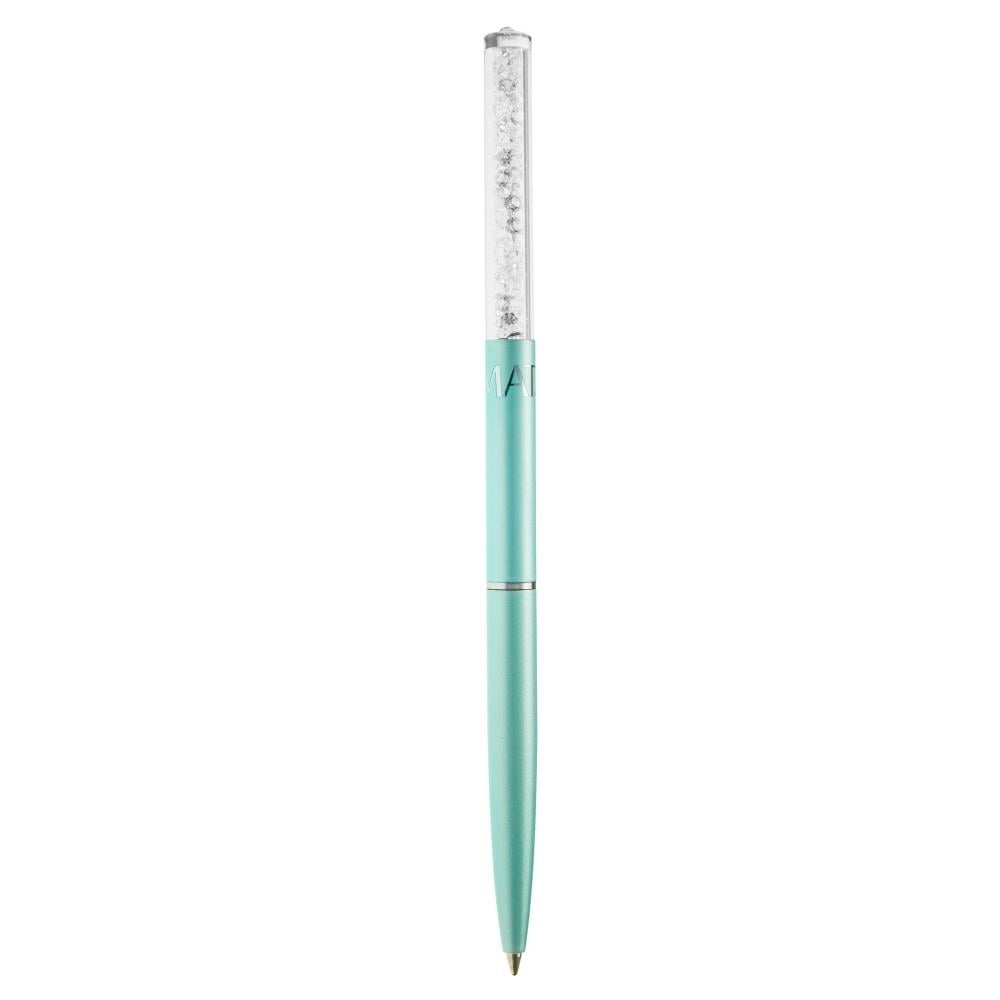 Blue Chrome Plated Stylish Ballpoint Pen with a Miniature Crystalline Top by Matashi Image 1