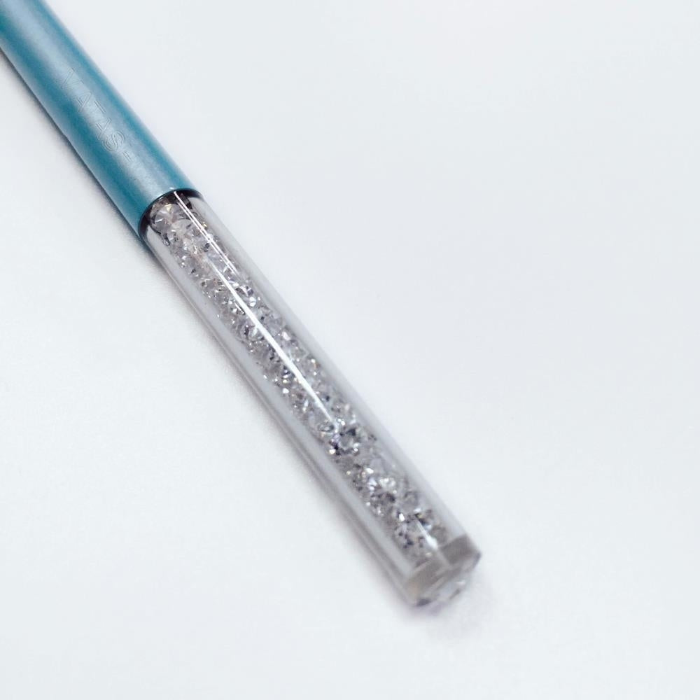 Blue Chrome Plated Stylish Ballpoint Pen with a Miniature Crystalline Top by Matashi Image 2