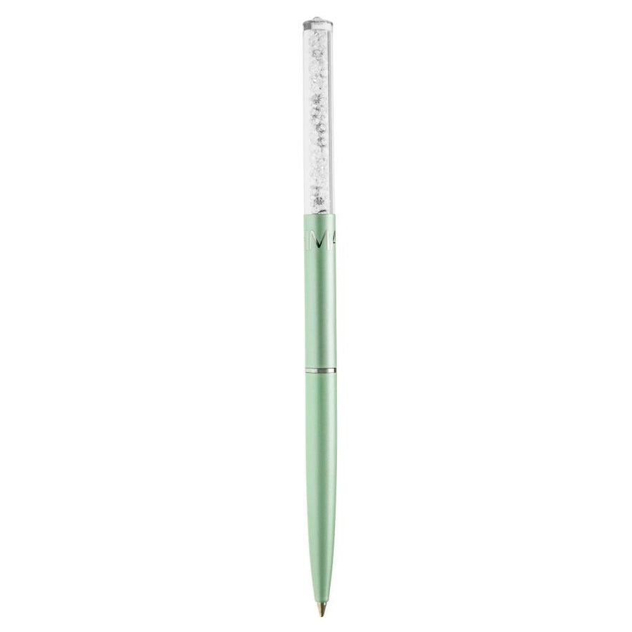 Green Chrome Plated Stylish Ballpoint Pen with a Miniature Crystalline Top by Matashi Image 1