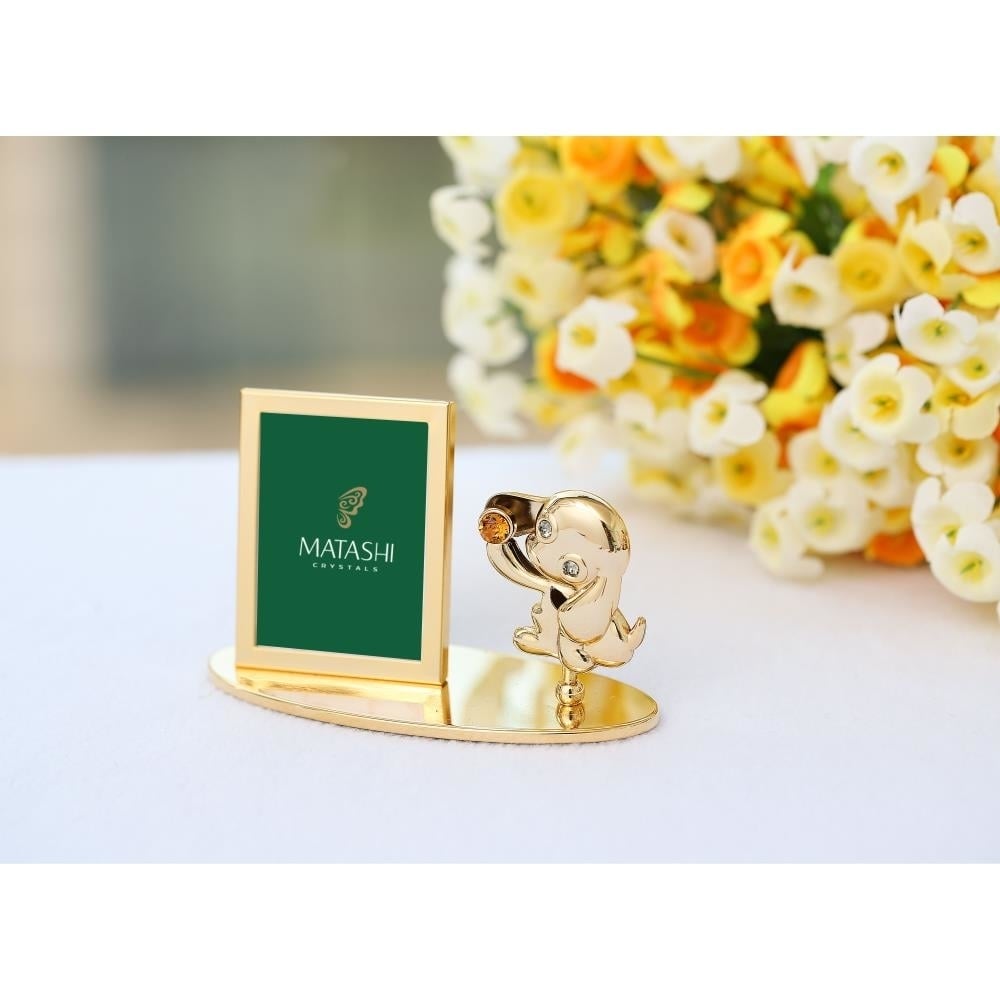 2018 Year of the Dog 24k Gold Plated Puppy Picture Frame w/ Gold Crystal Home and Table Top Ornament Image 4