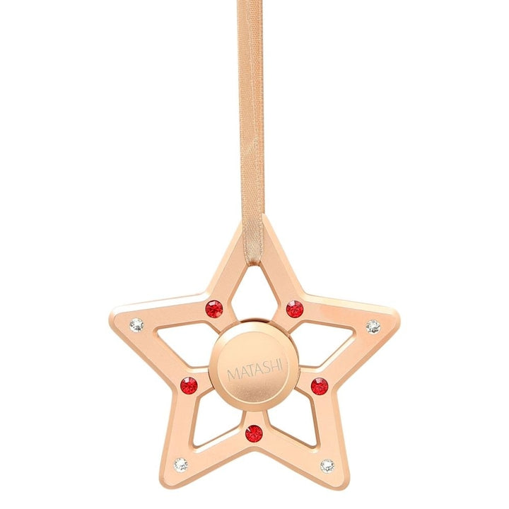 Rose Gold Plated Hanging Christmas Tree Star Spinner Ornament w/ Matashi Crystals Image 2