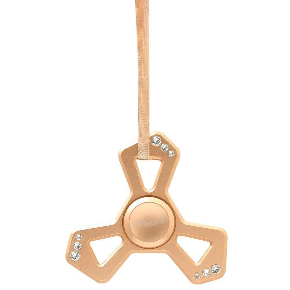 Rose Gold Plated Hanging Christmas Tree Triangle Spinner Ornament w/ Matashi Crystals Image 2