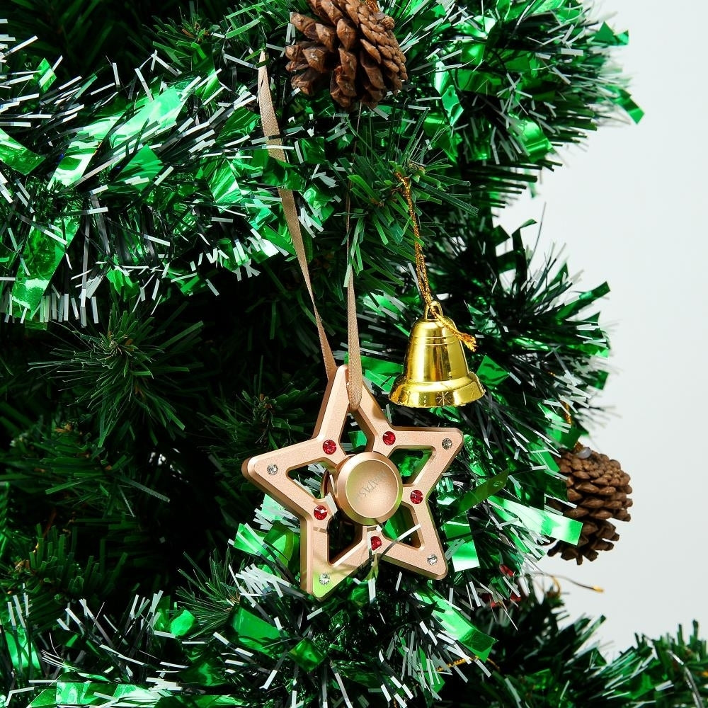 Rose Gold Plated Hanging Christmas Tree Star Spinner Ornament w/ Matashi Crystals Image 3