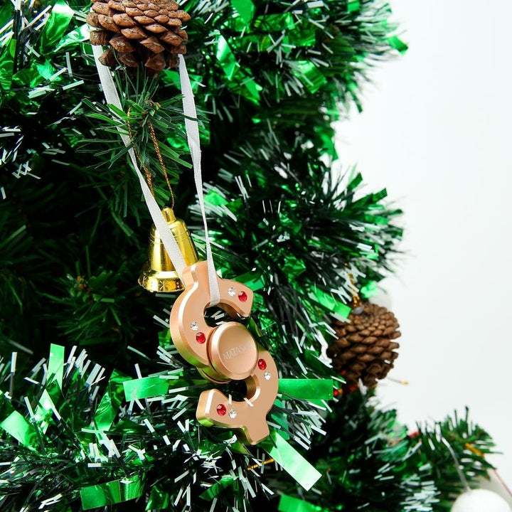 Rose Gold Plated Hanging Christmas Tree Dollar Sign Spinner Ornament w/ Matashi Crystals Image 3