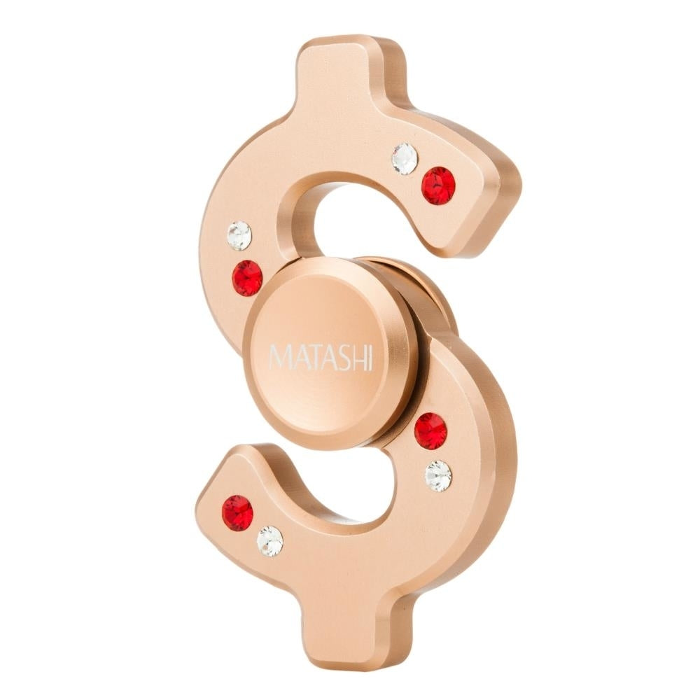 Rose Gold Plated Hanging Christmas Tree Dollar Sign Spinner Ornament w/ Matashi Crystals Image 6