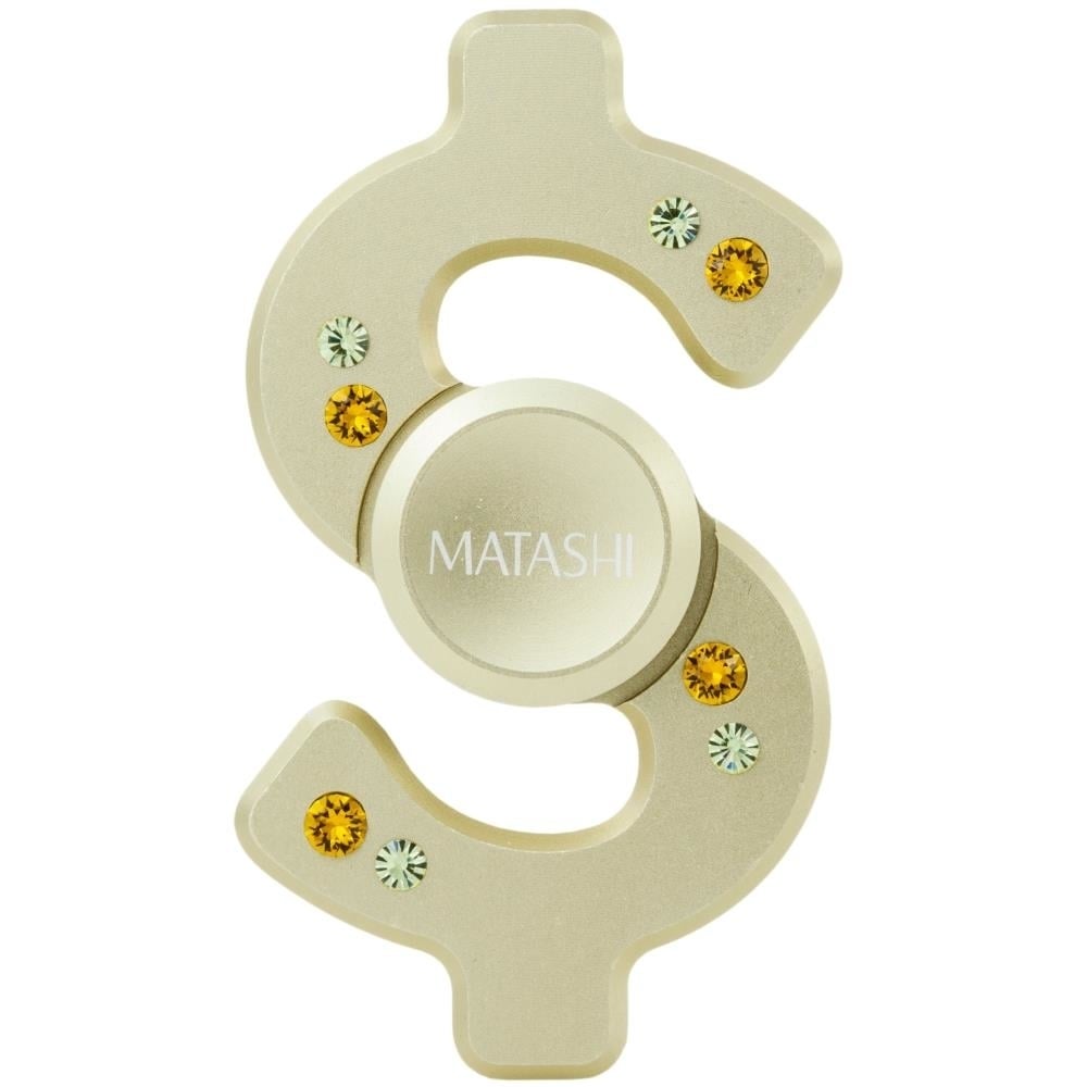 24k Gold Plated Hanging Christmas Tree Dollar Sign Spinner Ornament w/ Matashi Crystals Image 4