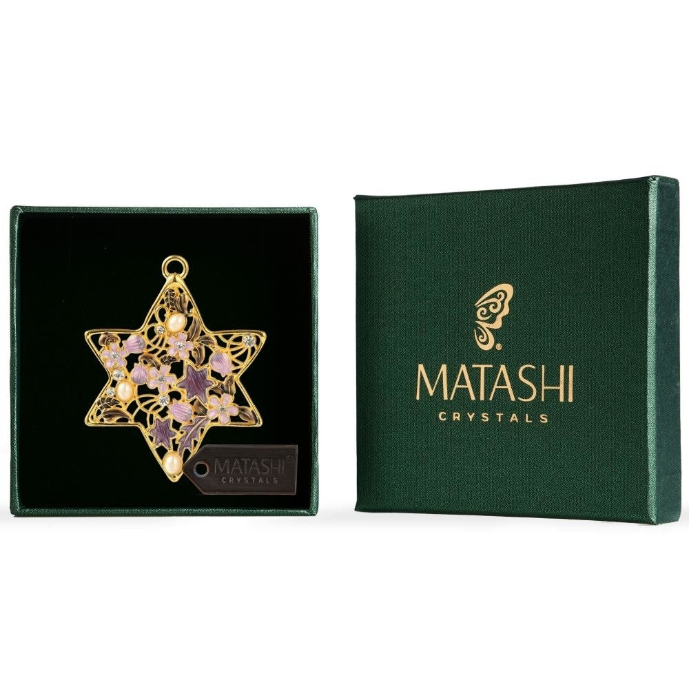 Traditional Star of David Hanging Ornament (Pewter) Classic  Beautiful Gold-Plated Home Decoration Image 1