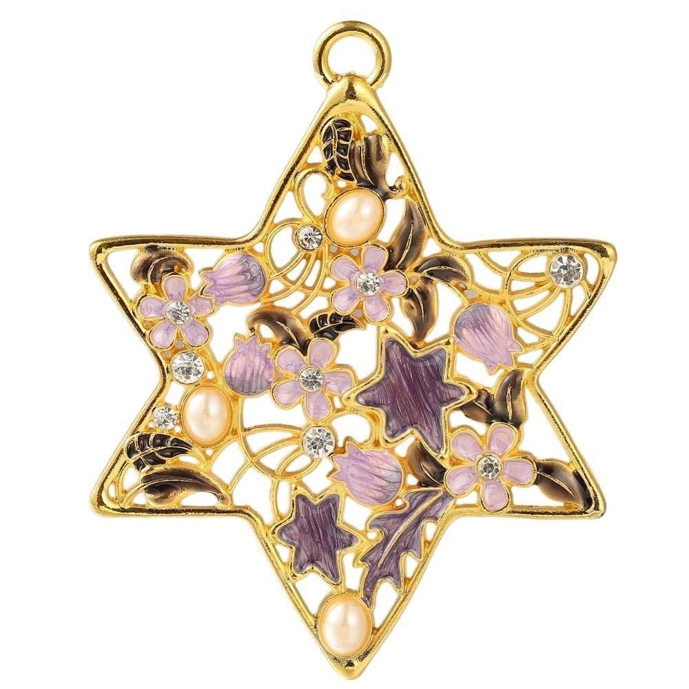 Traditional Star of David Hanging Ornament (Pewter) Classic  Beautiful Gold-Plated Home Decoration Image 2