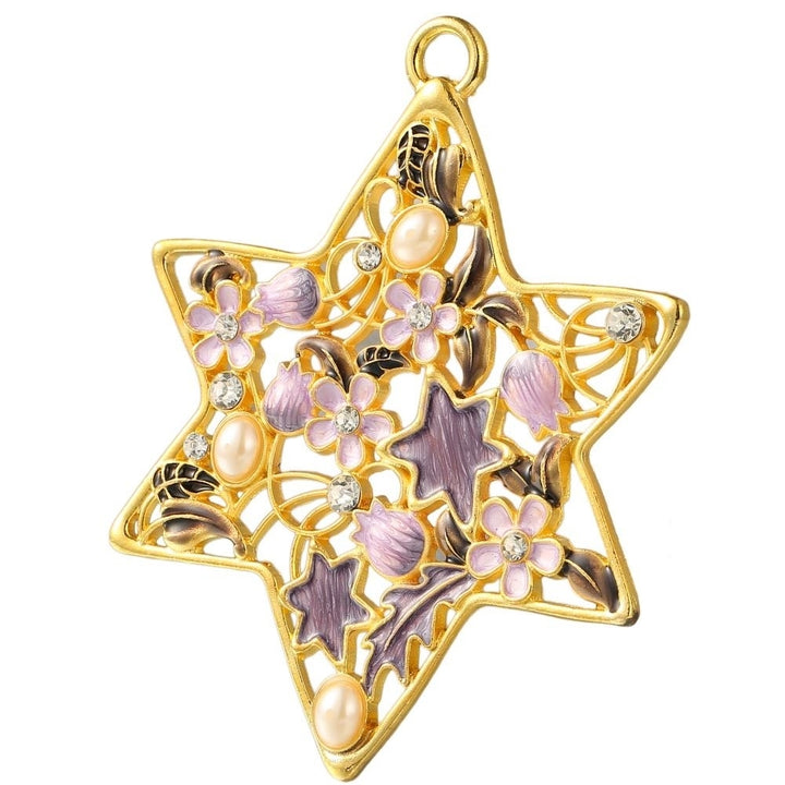 Traditional Star of David Hanging Ornament (Pewter) Classic  Beautiful Gold-Plated Home Decoration Image 3