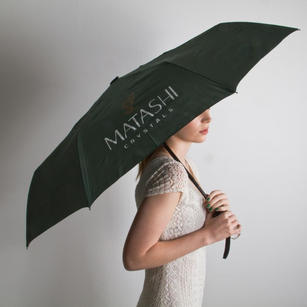 Sturdy and Ergonomic 3 Fold Travel Umbrella with Large Crystal Embedded Handle and Automatic Open and Close by Matashi Image 5