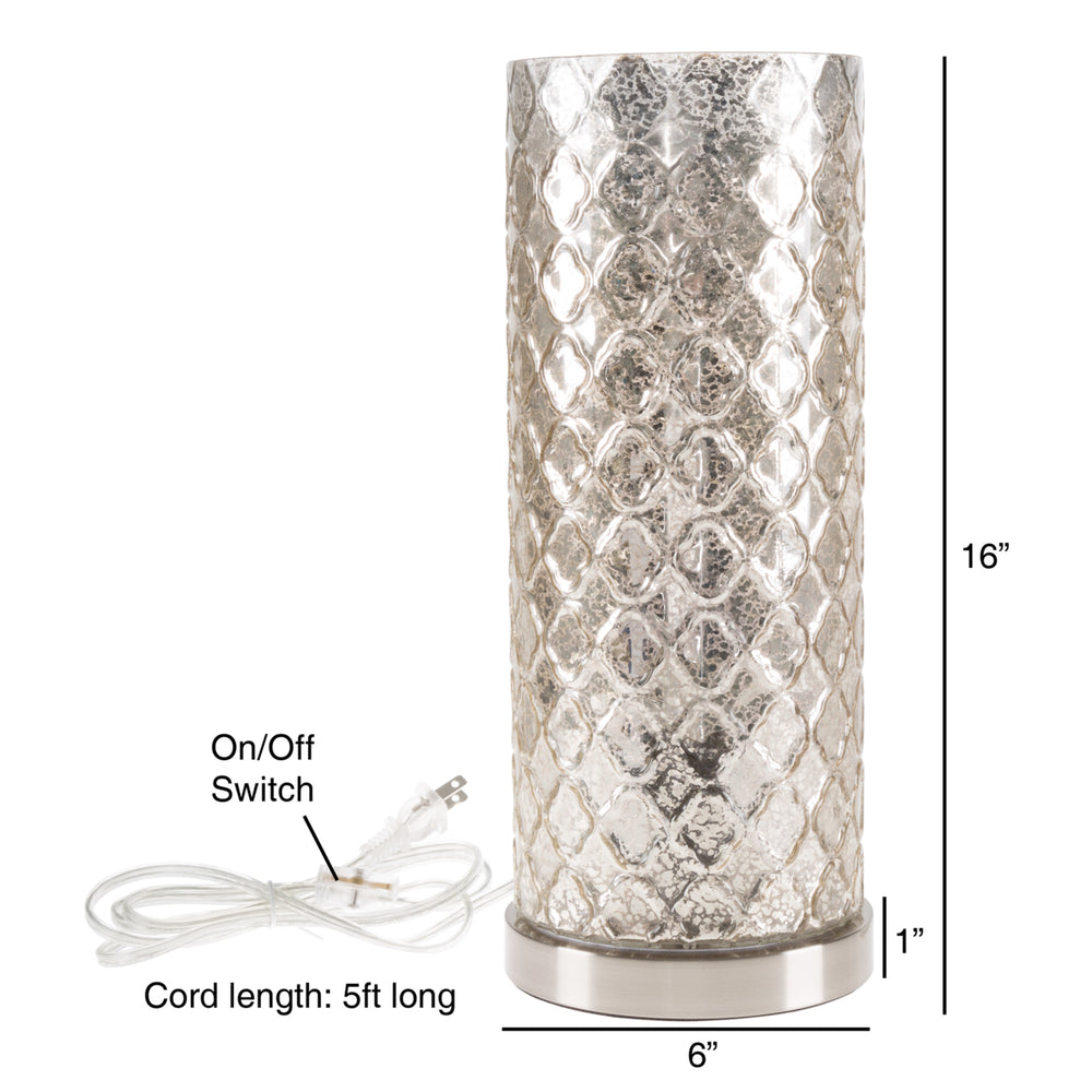 Table Light Textured Glass Trellis Lattice Pattern Led Bulb Included Elegant 16 Inch Tall Image 2