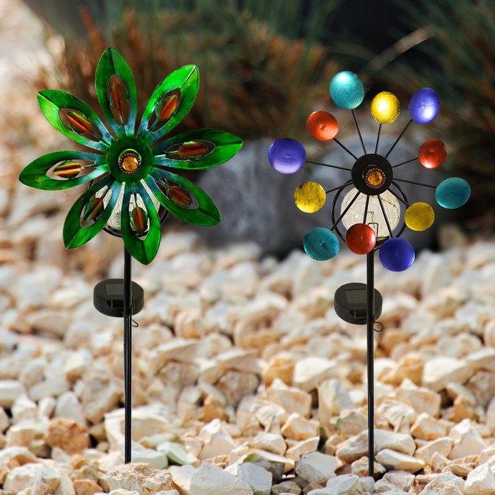 Solar Garden Pinwheels-Landscape Accent Illuminated Metal Spinner - 2 Styles Image 2