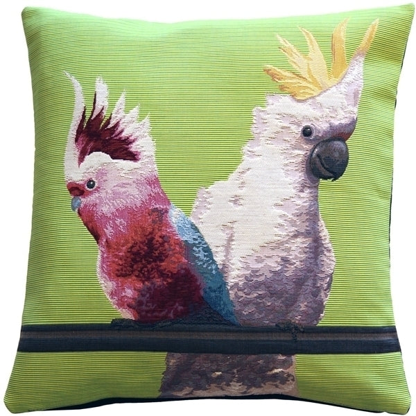 Pillow Decor Cockatiel Green Tapestry Throw Pillow 19x19 Cotton Viscose Decor Image 1