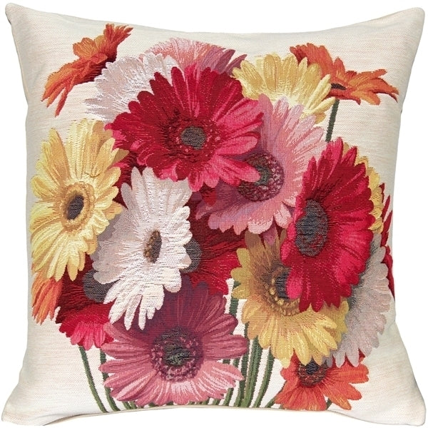 Pillow Decor Gerbera Floral Tapestry Throw Pillow 19x19 Cotton Canvas Cover Image 1