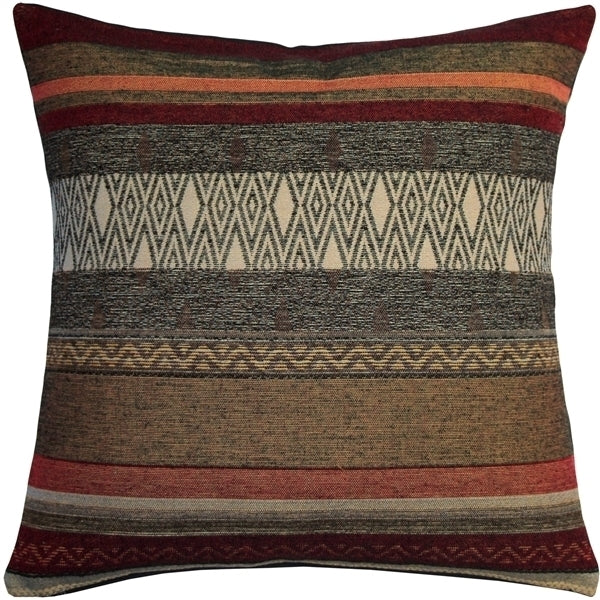 Kilim Road Tapestry Throw Pillow 19x19 Sand Orange Red Wool Cotton Rustic Decor Image 1