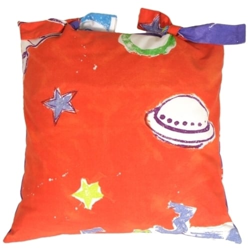 Pillow Decor Outer Space Adventure Throw Pillow 16x16 Red Blue Cotton Reversible Image 1