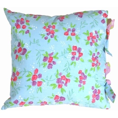 Pillow Decor Aqua Lavender Floral Throw Pillow 16x16 Reversible Cotton Design Image 3