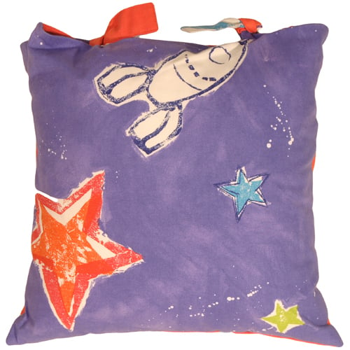 Pillow Decor Outer Space Adventure Throw Pillow 16x16 Red Blue Cotton Reversible Image 3