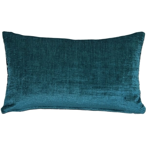 Pillow Decor Visconti Teal Blue Chenille Throw Pillow 12x20 Peacock Velvet Back Image 3