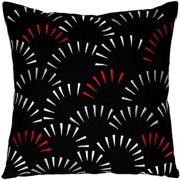 Pillow Decor Celebrate Embroidered Throw Pillow Black 16x16 Cotton Fireworks Image 1