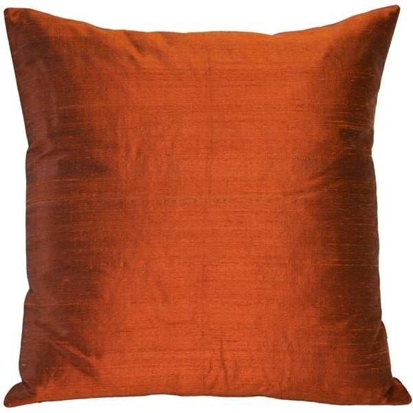 Pillow Decor Sankara Burnt Orange Silk Throw Pillow 16x16 Dupioni Silk Insert Image 1