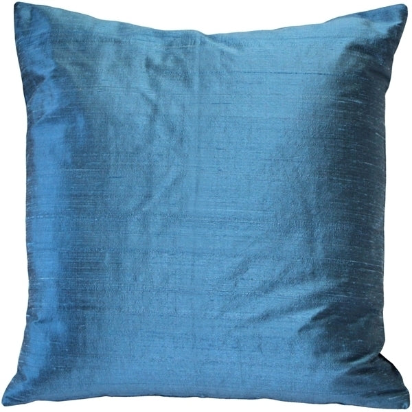 Sankara Marine Blue Silk Throw Pillow 20x20 Dupioni Square Decorative Cushion Image 1