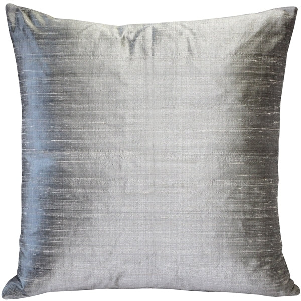 Pillow Decor Silver Silk Throw Pillow 16x16 Dupioni Cushion Metallic Design Image 1