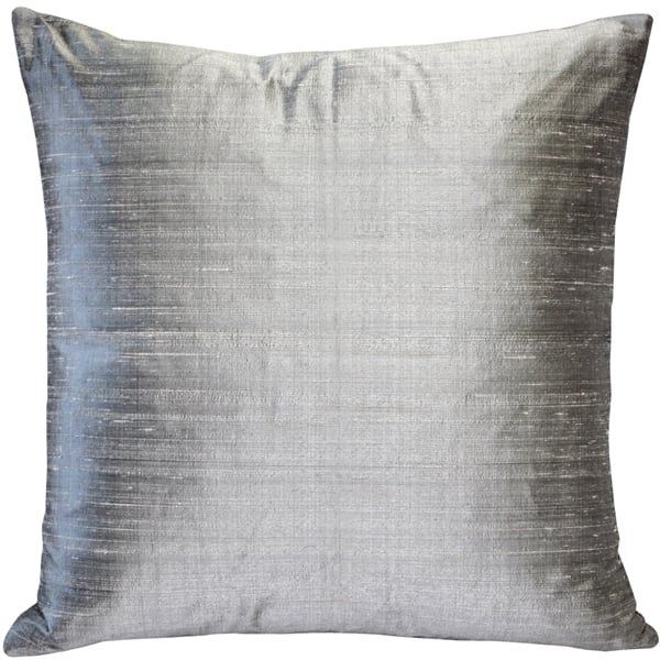 Pillow Decor Sankara Silver Silk Throw Pillow 20x20 Dupioni Silk Cushion Image 1