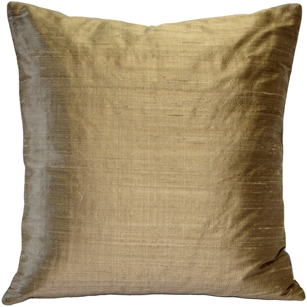 Pillow Decor Sankara Gold Silk Throw Pillow 16x16 100% Dupioni Silk Image 1