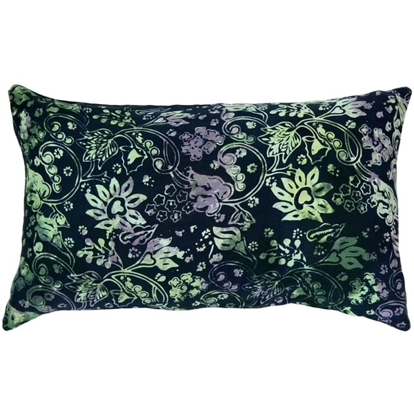 Pillow Decor Night Shade Floral Throw Pillow 13x22 Cotton Green Purple Blue Image 1