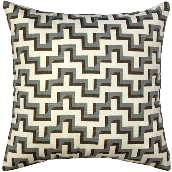 Pillow Decor Gray Brown Zig Zag Throw Pillow 17x17 Cotton Decorative Cushion Image 1