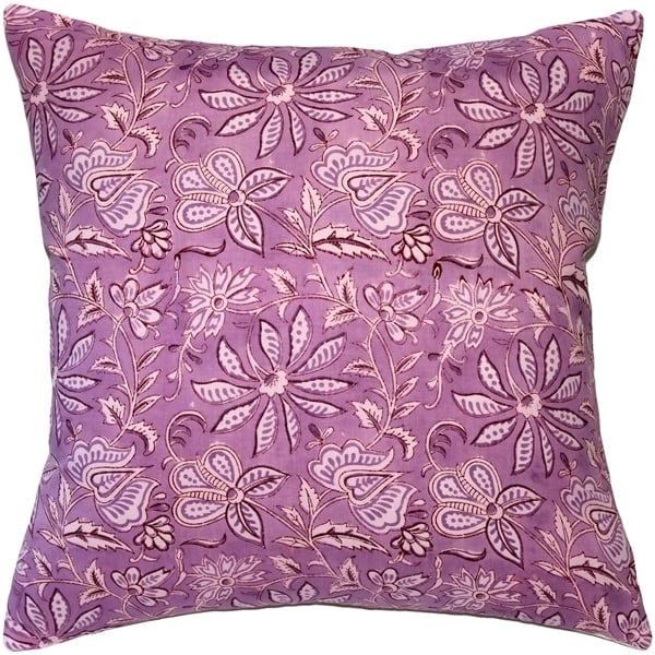 Pillow Decor Mauve Flowers Throw Pillow 19x19 Cotton Accent Cushion with Poly Insert Image 1