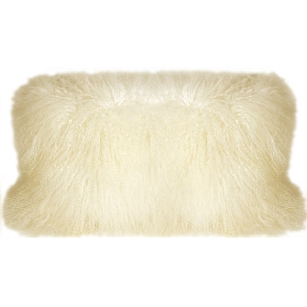 Pillow Decor Mongolian Sheepskin Natural White Rectangular Pillow 12x24 Image 1