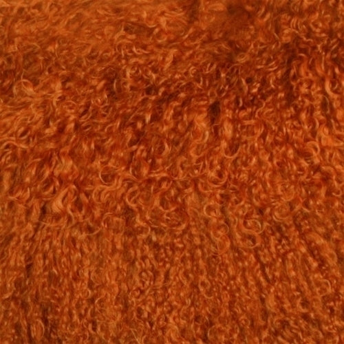 Pillow Decor - Mongolian Sheepskin Burnt Orange Throw Pillow Image 2