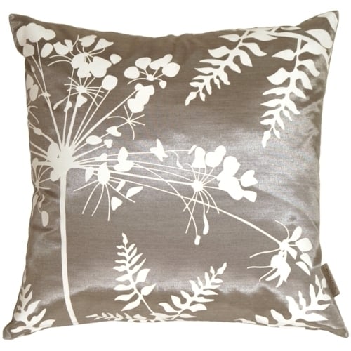 Pillow Decor Gray White Floral Ferns Pillow 20x20 Square Contemporary Design Image 1