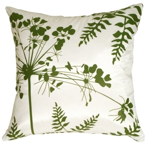 Pillow Decor 20x20 White Green Flower Ferns Decorative Pillow Soft Fabric Image 1