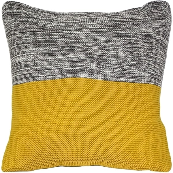 Pillow Decor Hygge Espen Yellow Knit Pillow 18x18 Soft Acrylic Insert Included Image 1