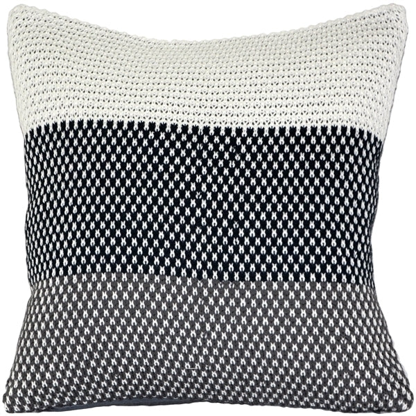Pillow Decor - Hygge Tri-Stripe Blue Knit Pillow Image 1