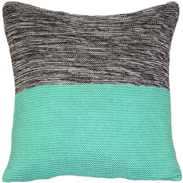 Pillow Decor Hygge Espen Celeste Green Knit Pillow 18x18 Acrylic with Zipper Image 1