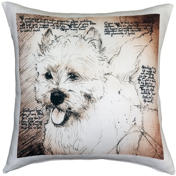 Pillow Decor Cairn Terrier Dog Pillow 17x17 Indoor Outdoor Poly-Linen Fabric Image 1