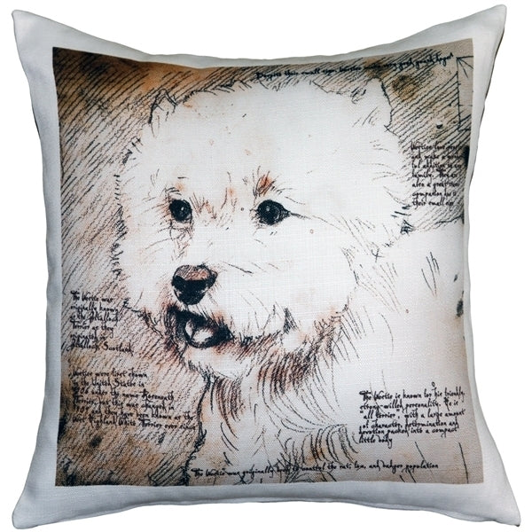 Pillow Decor Westie Terrier 17x17 Dog Pillow Soft Poly-Linen Indoor Outdoor Image 1