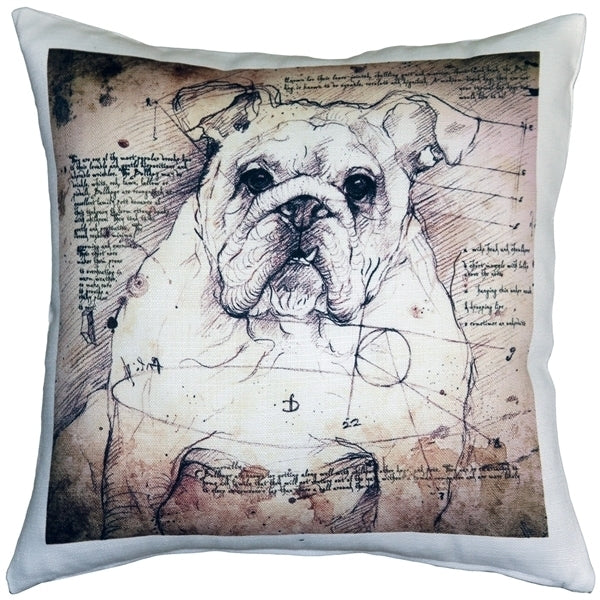 Pillow Decor British Bulldog 17x17 Indoor Outdoor Dog Pillow Poly-Linen Fabric Image 1