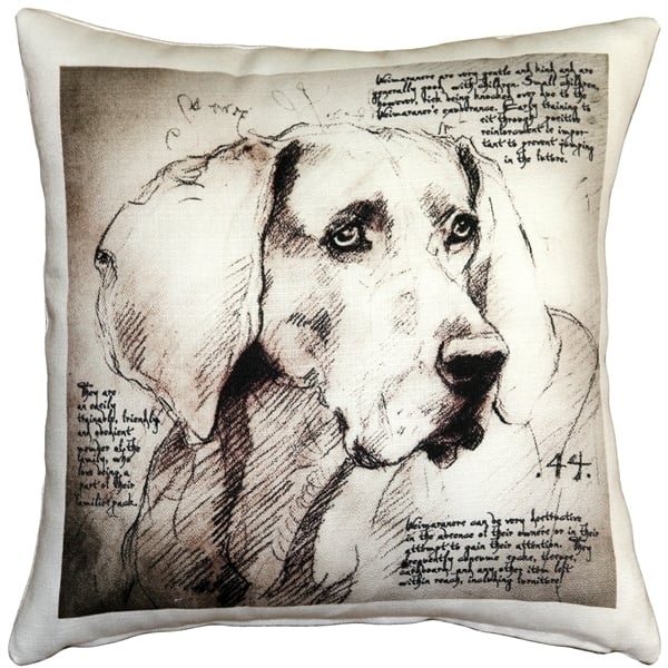 Pillow Decor Weimaraner Dog Pillow 17x17 Indoor Outdoor Poly-Linen Fabric Image 1