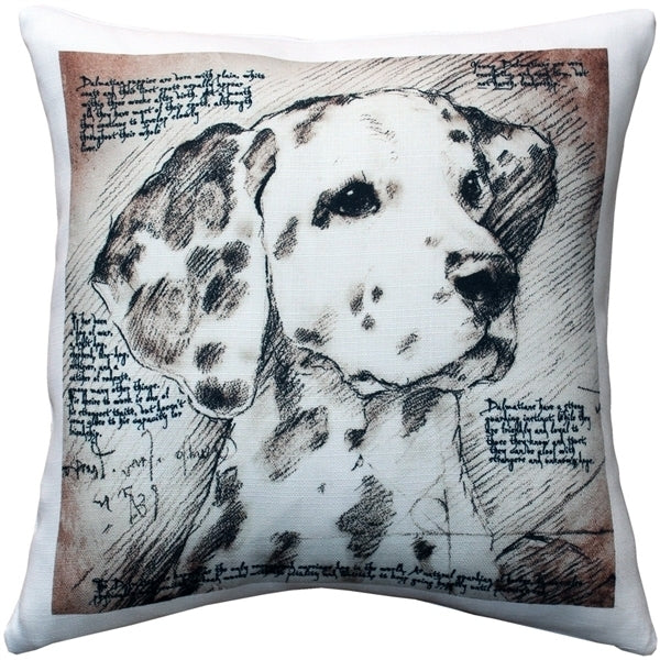 Pillow Decor Dalmatian Dog Pillow 17x17 Indoor Outdoor Poly-Linen Fabric Image 1