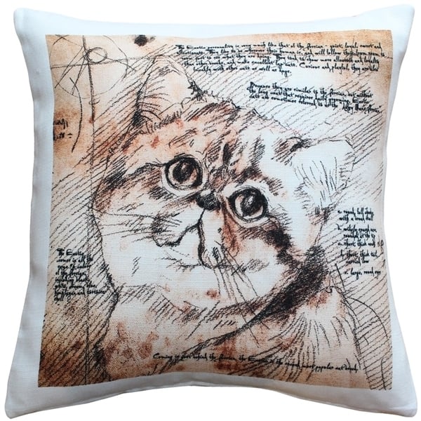 Pillow Decor Exotic Cat 17x17 Throw Pillow Indoor Outdoor Poly Linen Fabric Image 1