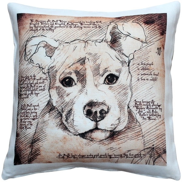 Pillow Decor Pit Bull Dog Pillow 17x17 Indoor Outdoor Poly-Linen Fabric Image 1