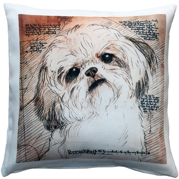 Pillow Decor Shih Tzu Dog Pillow 17x17 Poly-Linen Indoor Outdoor Fabric Image 1